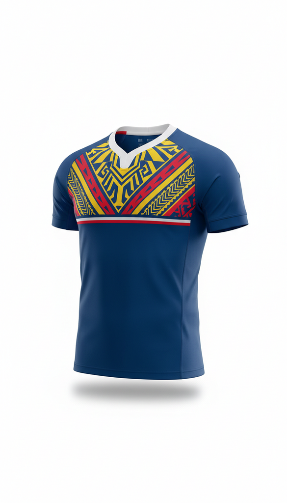 Men’s Fiji Official Home Jersey with sweat-wicking fabric and Fijian motifs