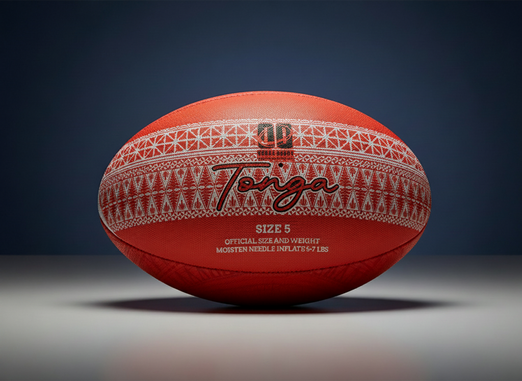 Tonga Rugby size 5 match ball on grass