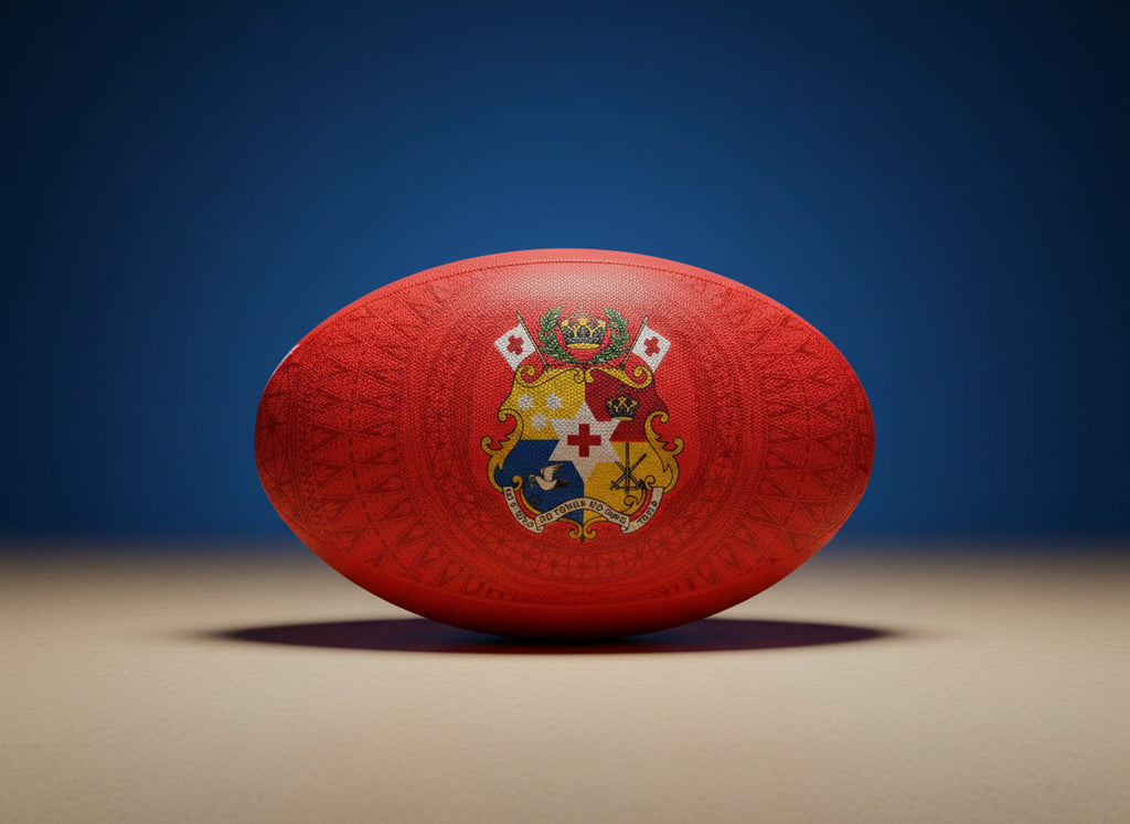 Tonga Rugby size 5 match ball on grass