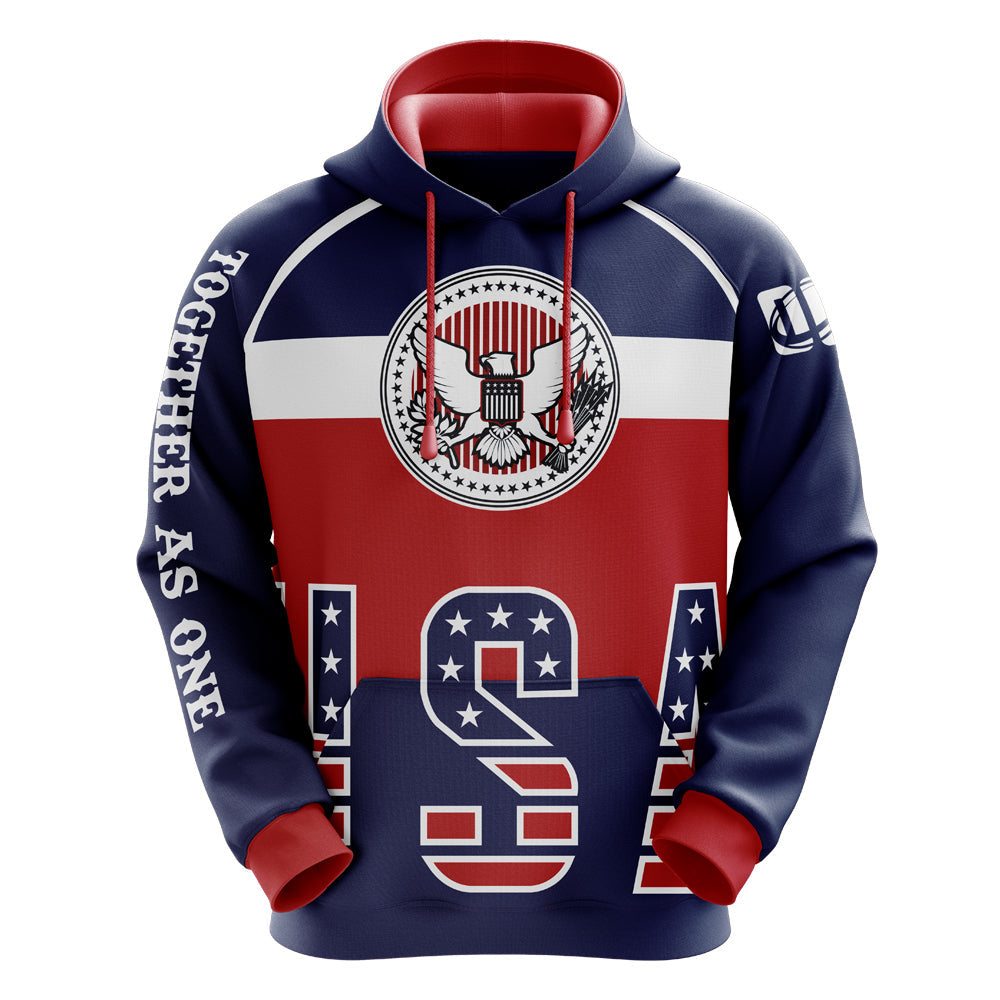 USA SEAL Hoodie with embroidered sleeves and patriotic design in red, white, and blue colors
