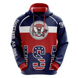 USA SEAL Hoodie with embroidered sleeves and patriotic design in red, white, and blue colors
